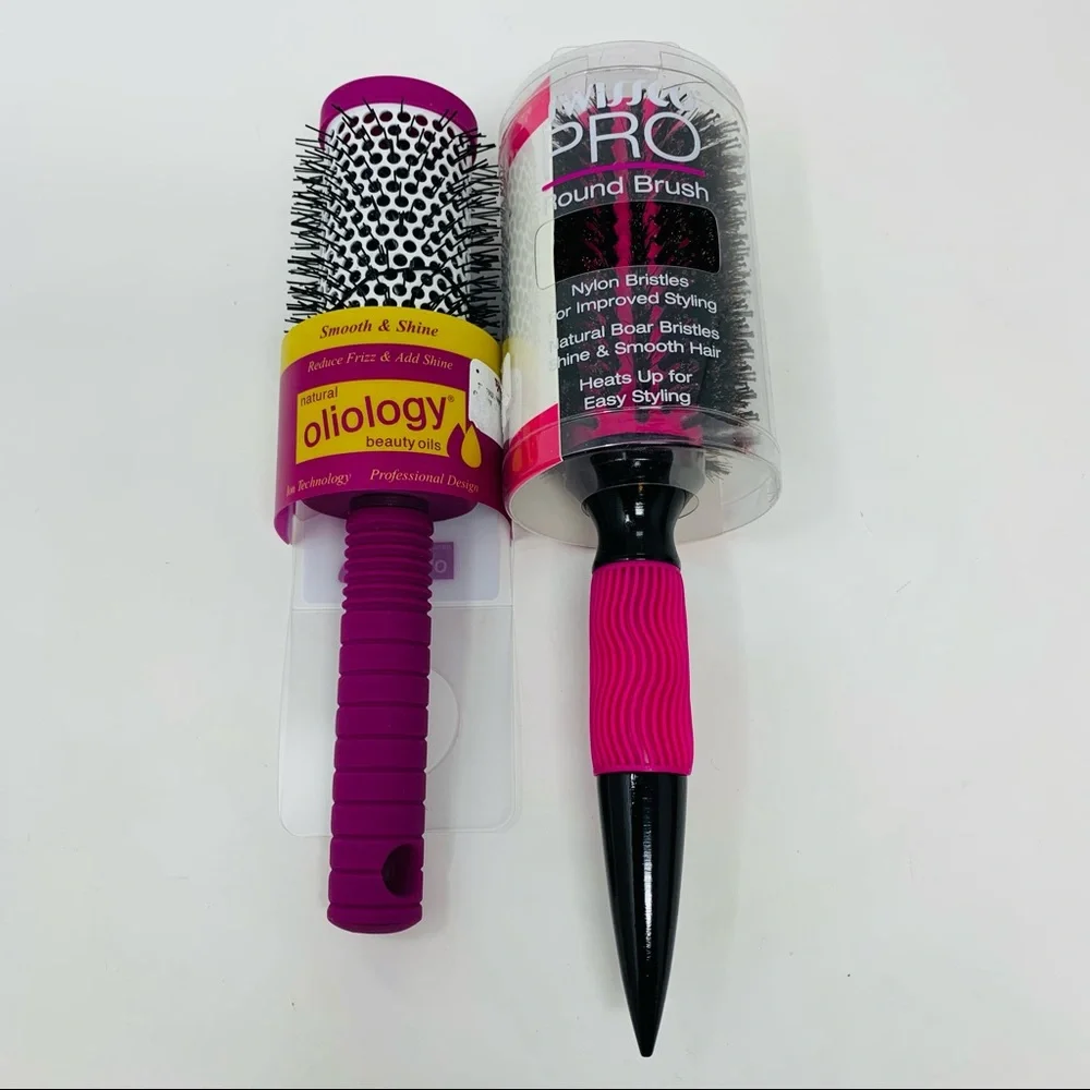 Oiliology and Swissco Pro NWT Round Hairbrushes Set of 2